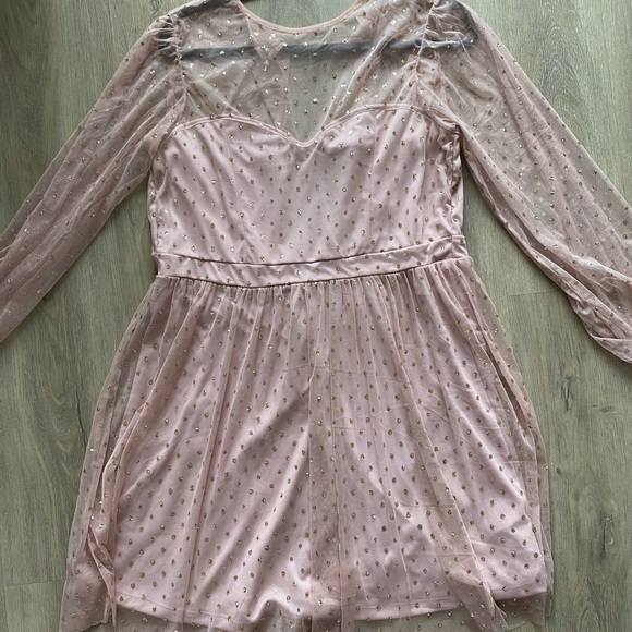 Mesh Pink Glitter Dress - Picture 1 of 3